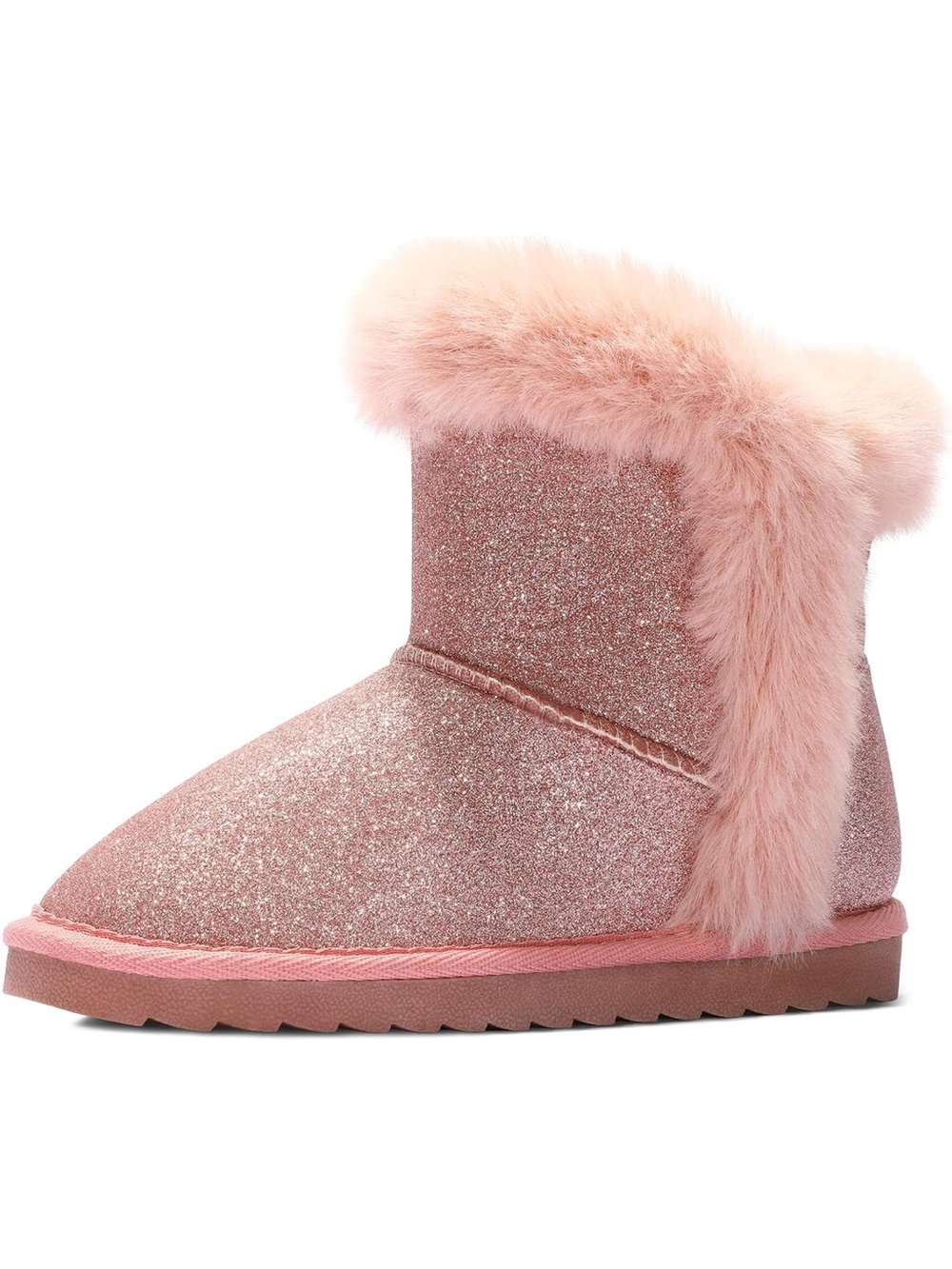 Kids Sparkle Pink Faux Fur Winter Boots